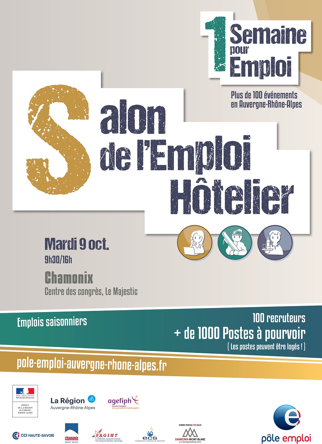 VOUS RECHERCHEZ UN EMPLOI? REJOIGNEZ-NOUS AU SALON DE L'EMPLOI HOTELIER DE CHAMONIX-MONT-BLANC MARDI 9 OCTOBRE 2018