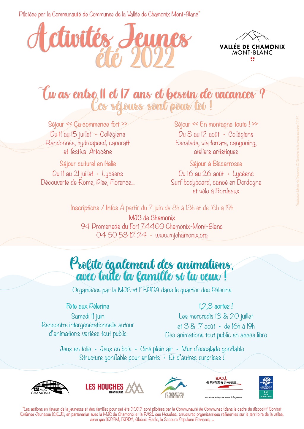 Séjours et animations pour les jeunes de la Vallée de Chamonix. Inscrivez-vous!