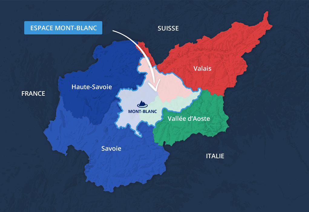 Carte du territoire de l'Espace Mont-Blanc